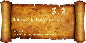 Babiák Noémi névjegykártya